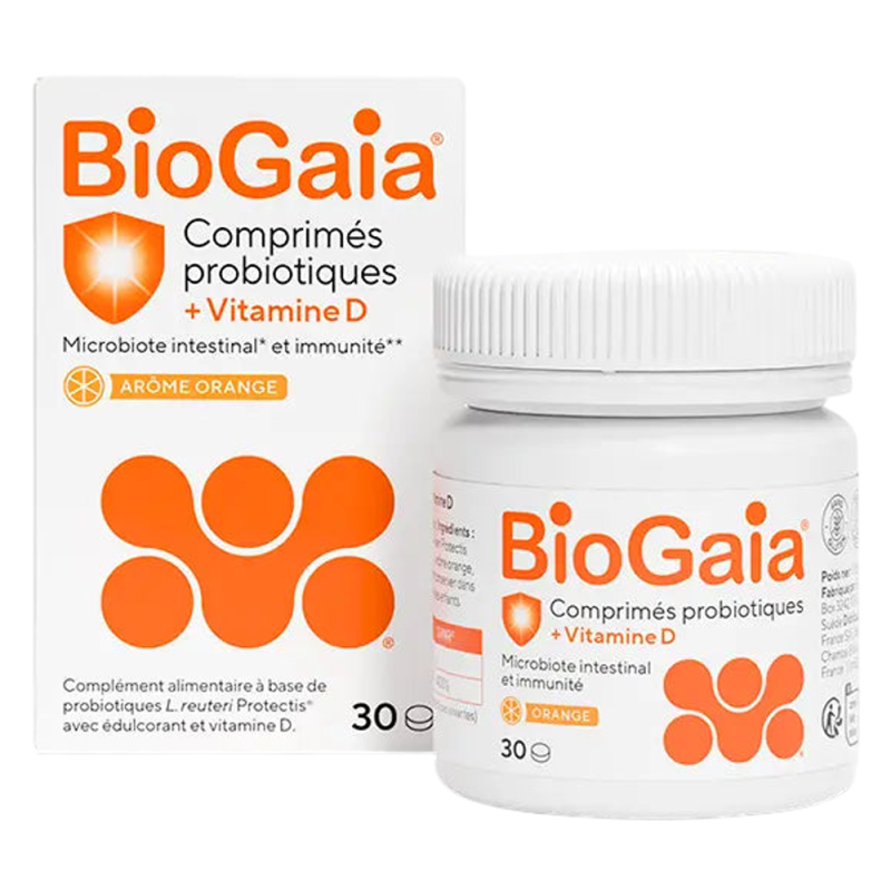 BioGaia 30 Comprimés probiotiques à croquer + Vitamine D arôme orange