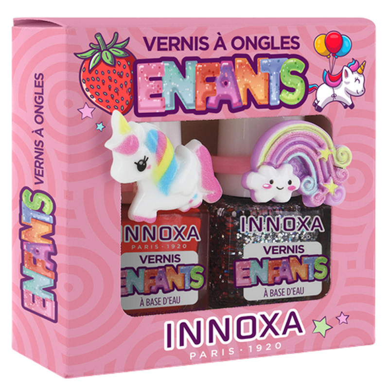Innoxa Coffret vernis à ongles à base d'eau enfants licorne rose