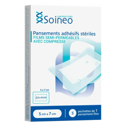 Soineo Pansements adhésifs stériles avec compresse 5cmx7cm
