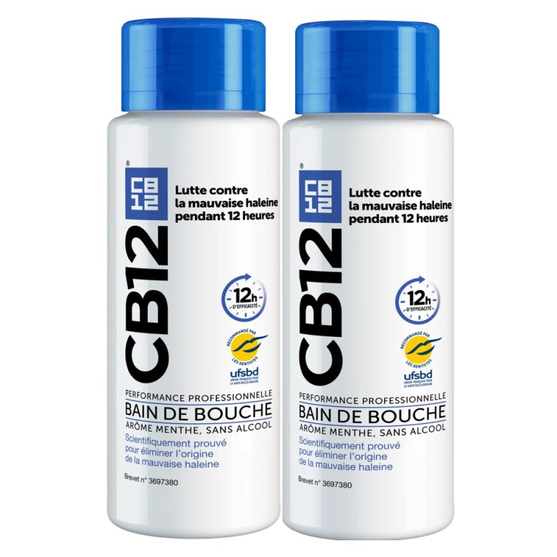 CB12 Bain de bouche menthe sans alcool lot de 2x250ml