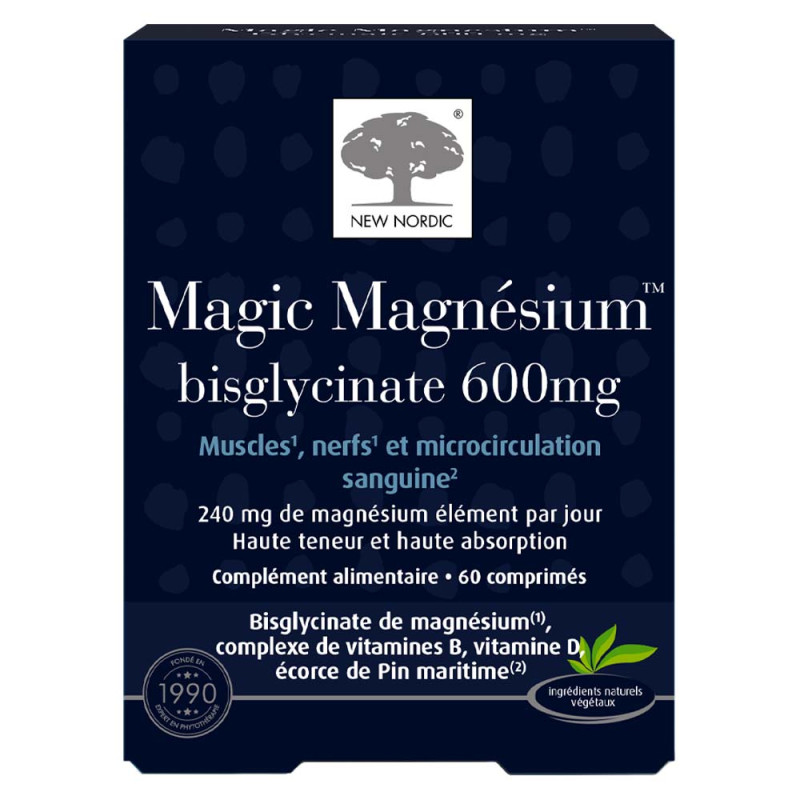 New Nordic Magic Magnésium Bisglycinate 600mg 60 comprimés