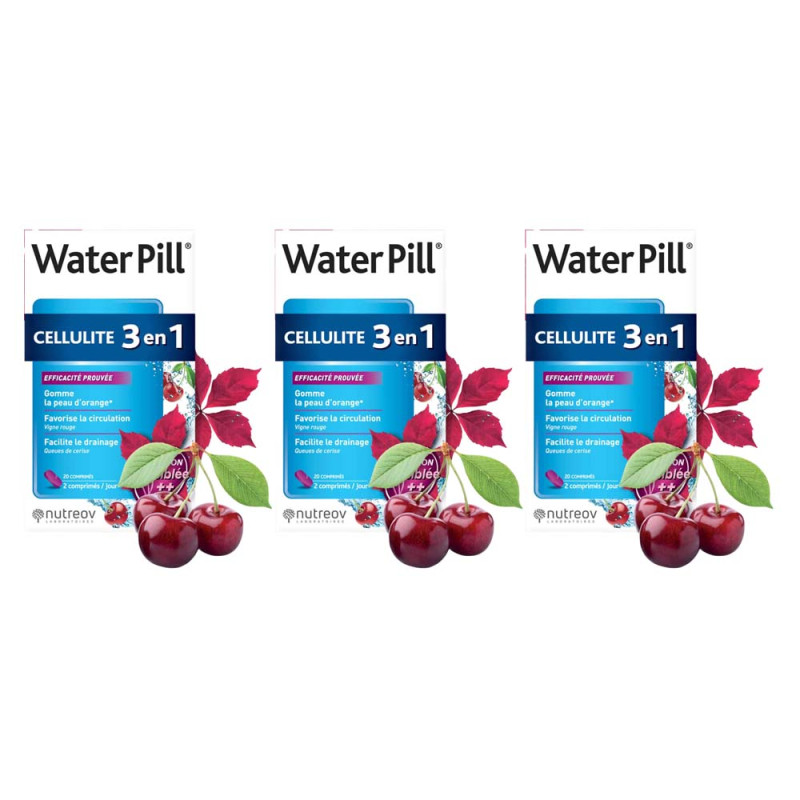 Nutreov WaterPill Cellulite 3 en 1 lot de 3x20 comprimés