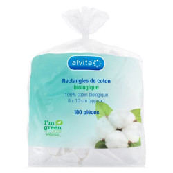 Alvita Rectangles de Coton biologique 180 pièces