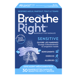Breathe Right Bandelettes nasales Sensitive petit/moyen boîte de 30