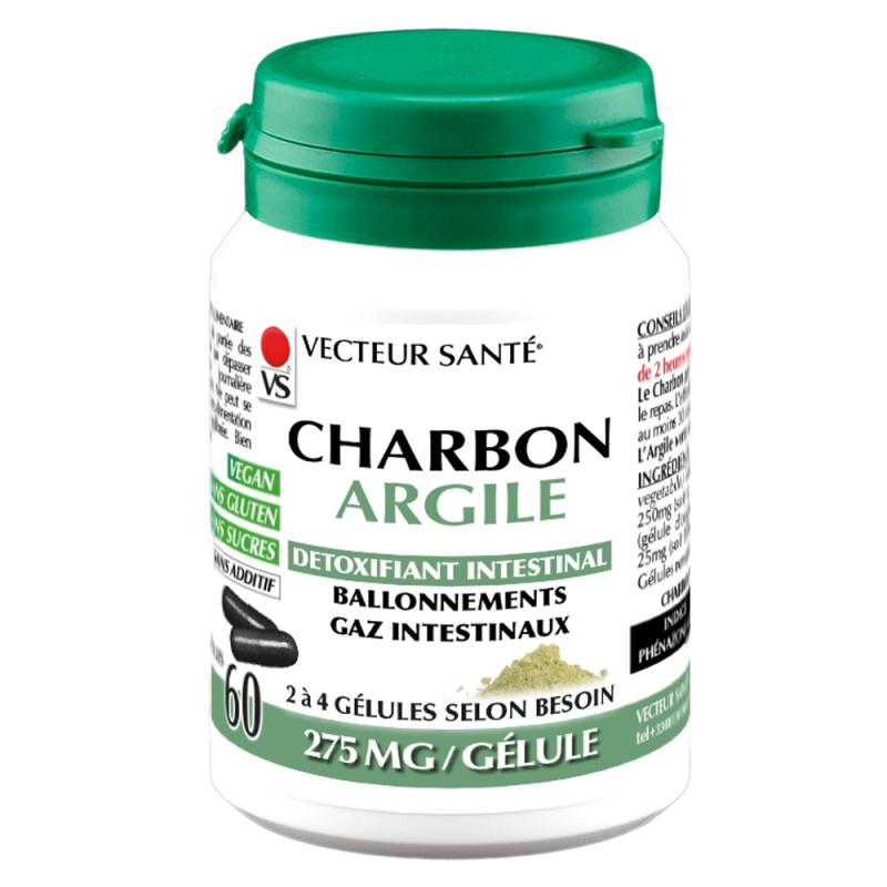 Vecteur Santé Charbon argile 60 gélules