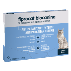 Biocanina Fiprocat 50mg Solution Spot-on chats 3 pipettes