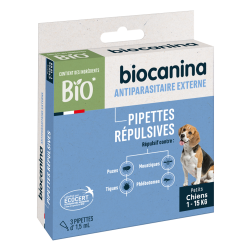 Biocanina Pipettes Répulsives bio petits chiens de 1 à 15kg 3 pipettes