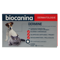 Biocanina Dermine chien et chat + de 6 mois 72 comprimés enrobés