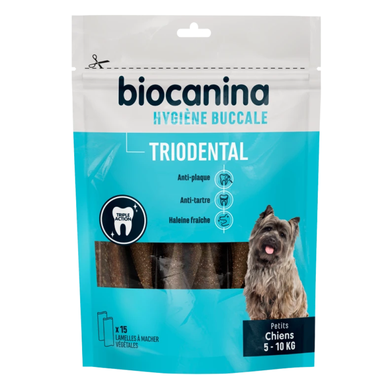 Biocanina Hygiène bucco-dentaire Triodental petits chiens 15 lamelles à macher