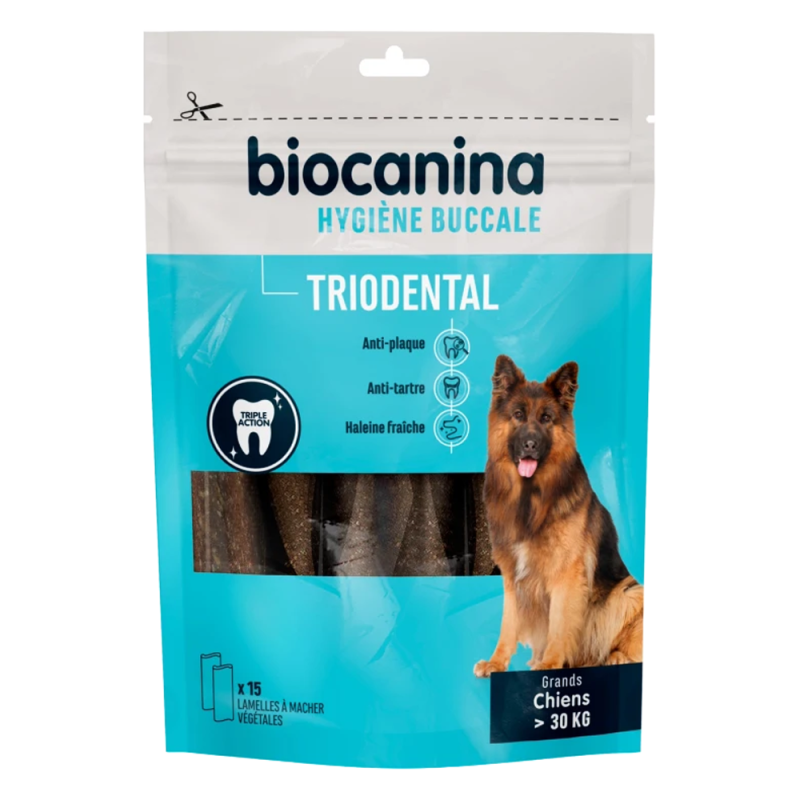 Biocanina Hygiène buccale Triodental grands chiens 15 lamelles à macher