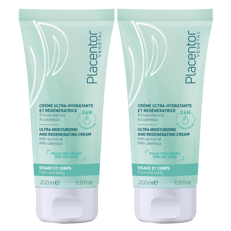 Placentor Végétal Crème ultra-hydratante et régénératrice lot de 2x200ml