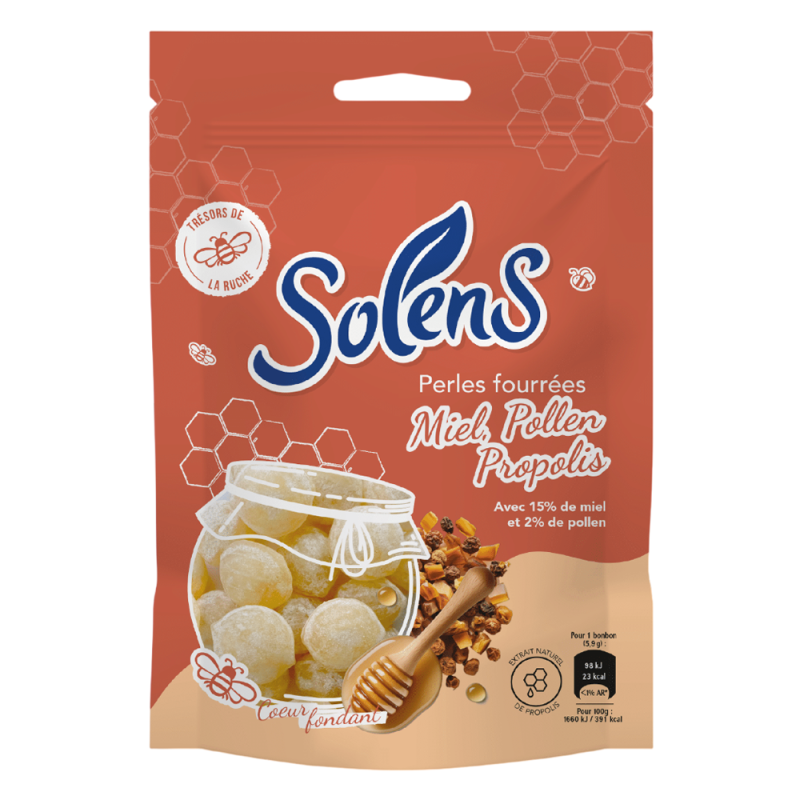 Solens Perles fourrées Miel, Pollen, Propolis 100gr