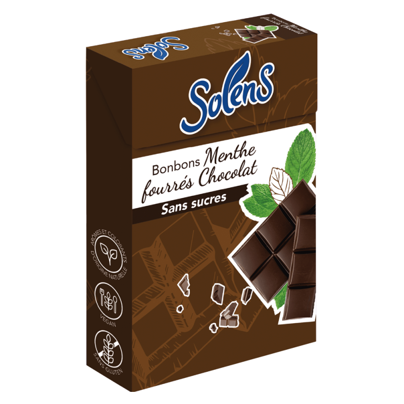 Solens Bonbons Menthe fourrés Chocolat 50gr