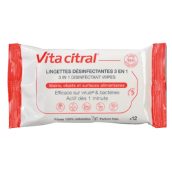 Vita Citral 12 Lingettes désinfectantes 3 en 1