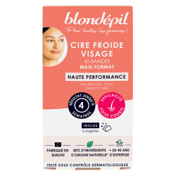 Blondépil Cire Froide Visage haute performance 40 bandes + 6 lingettes