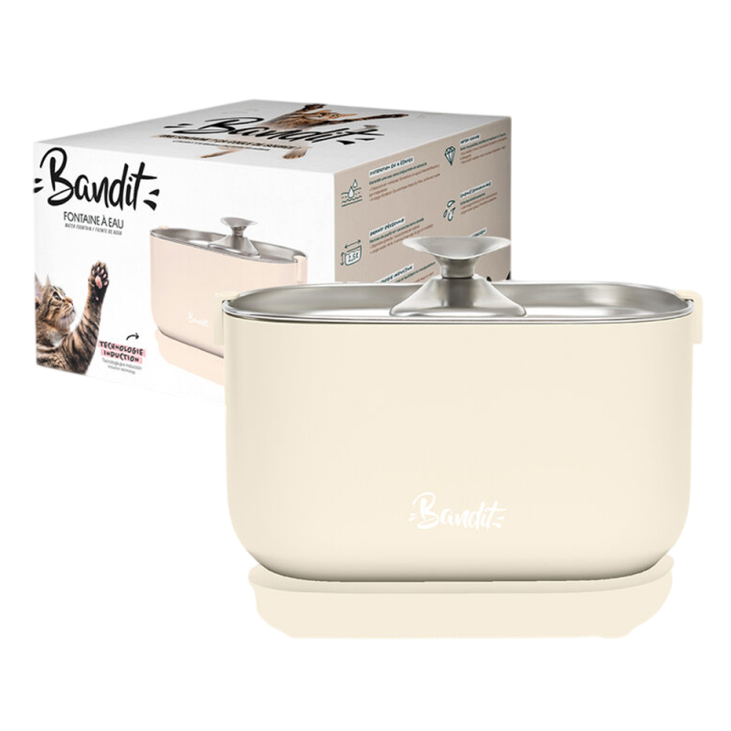 Bandit Fontaine à eau sans fil pour chat - crème 2,5L