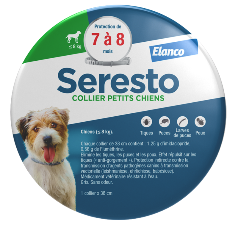 Seresto Collier Antiparasitaire petits chiens - de 8kg 1 collier x 38cm