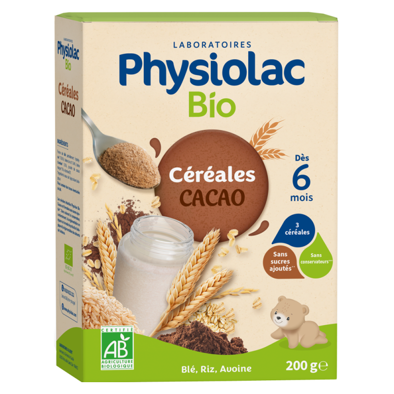 Physiolac Céréales Cacao Bio dès 6 mois 200gr