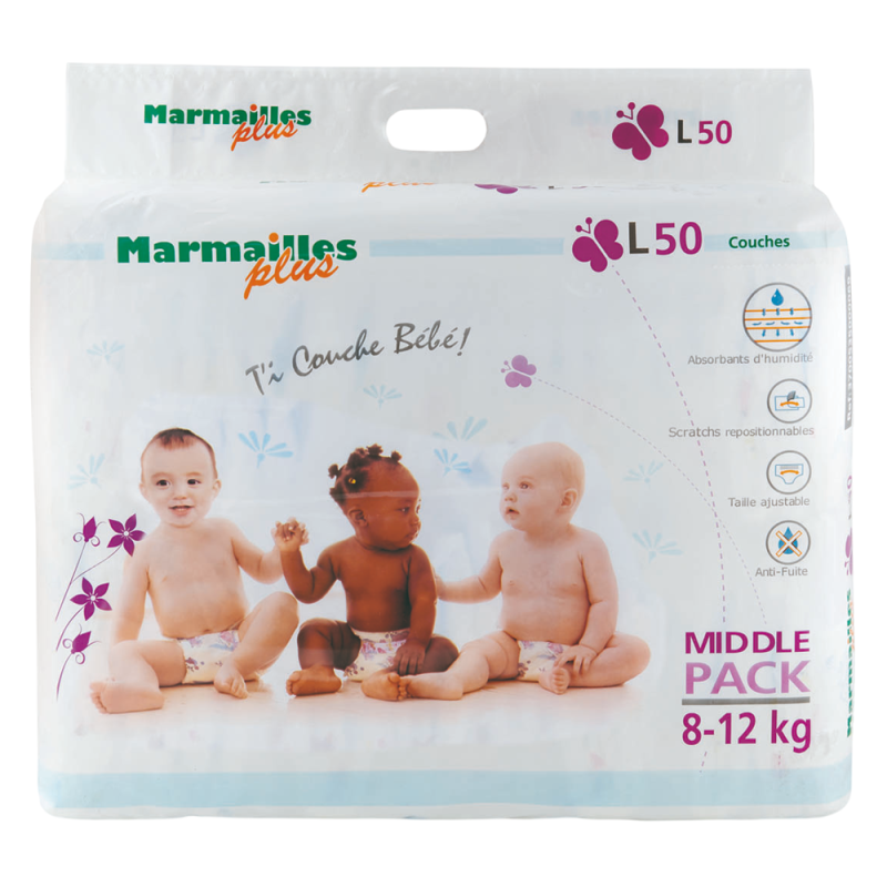 Marmailles Plus Ti Couche bébé 8-12kg 20 couches