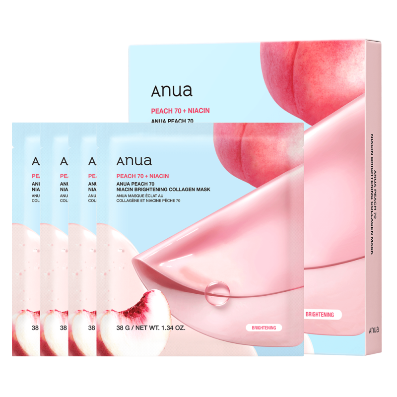 Anua Peach 70 Masque éclat au collagène et niacine 4 x 38gr