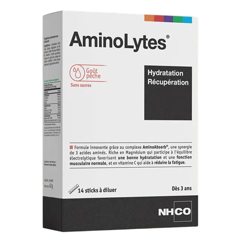 Nhco Aminolytes Hydratation et récupération goût pêche 14 sticks