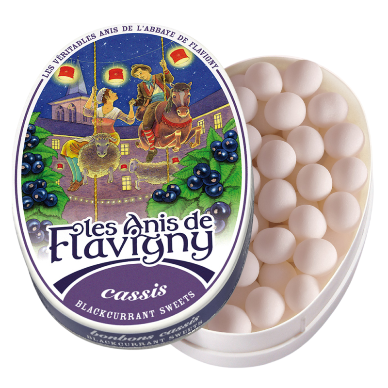 Les Anis de Flavigny Boîte ovale Bonbons Cassis 50gr