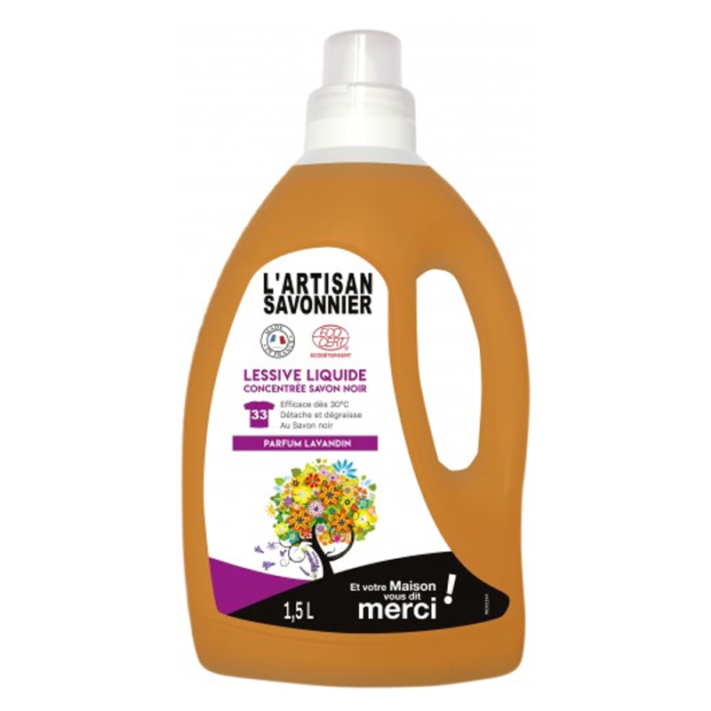Gravier L'Artisan Savonnier Lessive liquide savon noir concentrée bio 1,5L