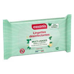 Assanis Lingettes Désinfectantes multi-usages 12 unités