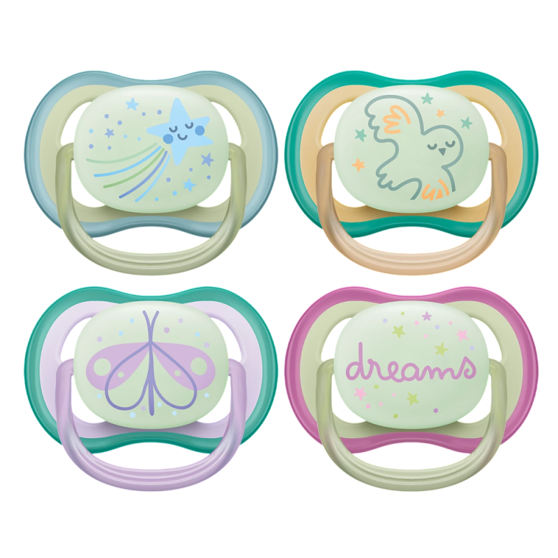 Philips Avent Ultra Air Nighttime 2 Sucettes Orthodontiques 0-6 mois SCF376/17