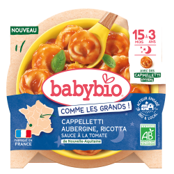 Babybio Cappelletti Aubergine Ricotta & Sauce Tomate de Nouvelle-aquitaine 190gr