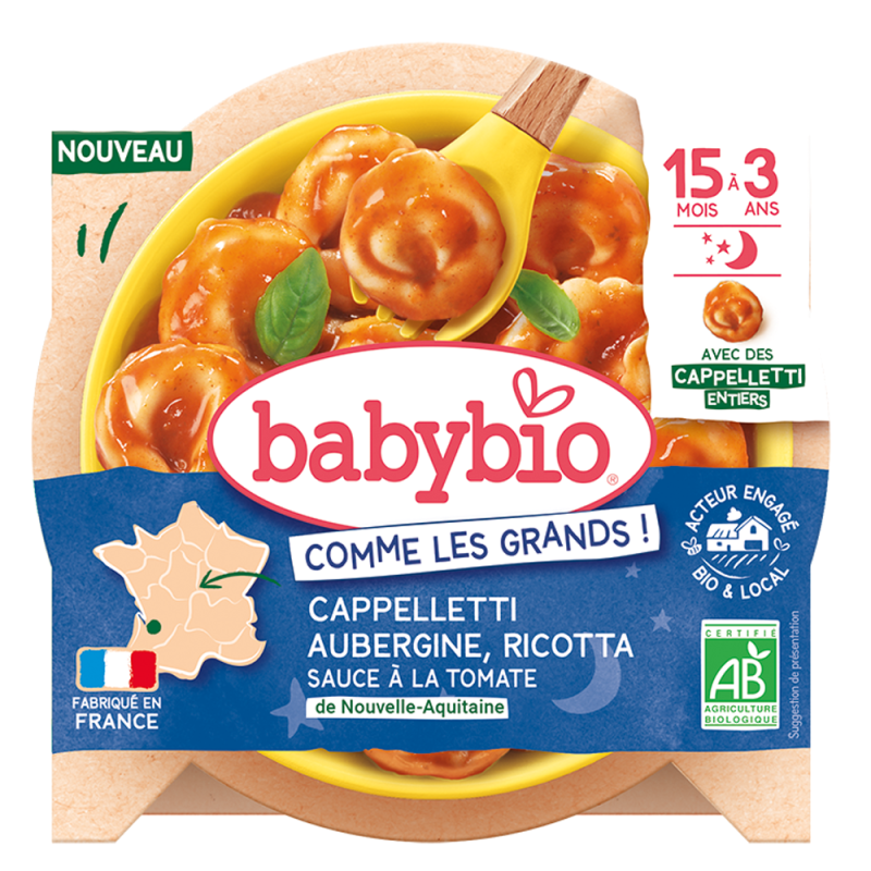 Babybio Cappelletti Aubergine Ricotta & Sauce Tomate de Nouvelle-aquitaine 190gr