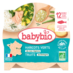Babybio Assiette Haricots verts Truite de Bretagne 230gr
