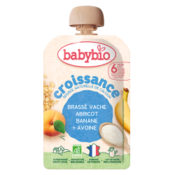 Babybio Brassé Croissance Abricot Banane Avoine bio gourde 100gr
