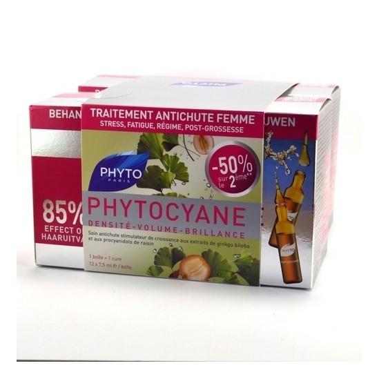 Phyto Phytocyane Soin Antichute Stimulateur de Croissance Femme Lot de 2 x 12 Ampoules