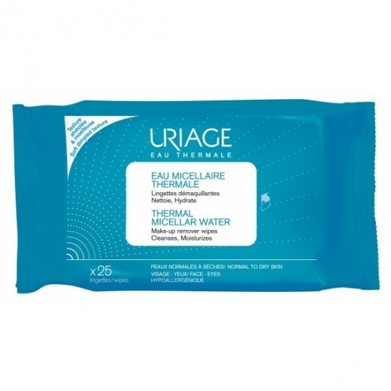 Uriage Eau Micellaire Thermale peaux normales à sèches 25 lingettes