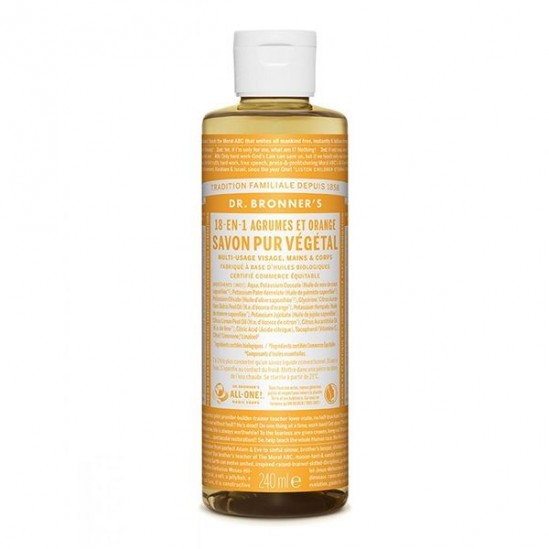 Eolys dr bronner's savon liquide agrumes/orange 240ml