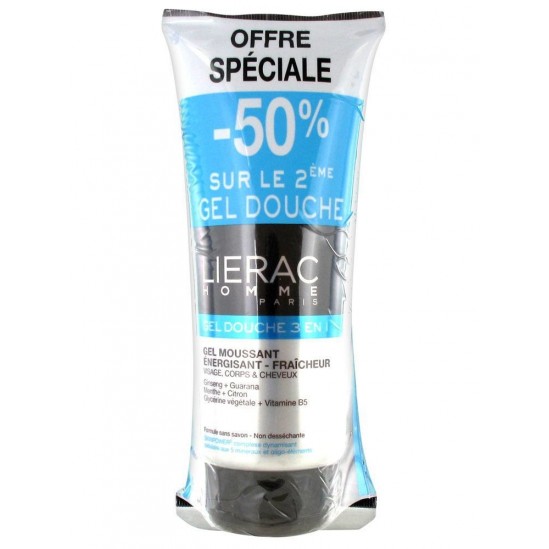 Lierac Homme Gel Douche 3 en 1 Energisant Fraîcheur Lot de 2 x 200 ml