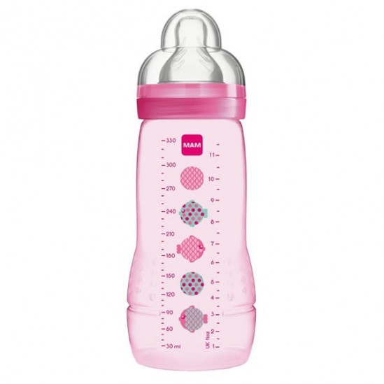 MAM Easy Active Biberon 2ème âge tétine débit X rose 330ml