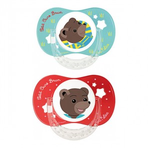 Luc et Léa duo sucettes physiologiques petit ours brun +18 mois