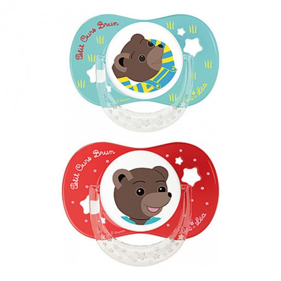 Luc et Léa duo sucettes physiologiques petit ours brun +18 mois
