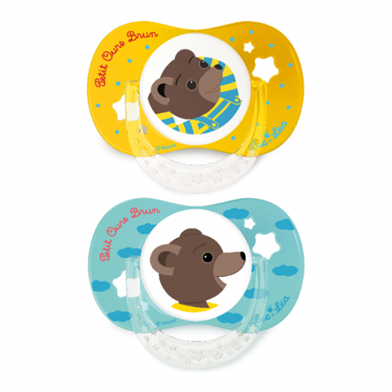 Luc et Léa duo sucettes anatomiques petit ours brun 0-6 mois