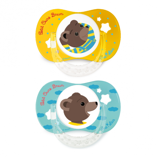 Luc et Lea duo sucettes physiologiques petit ours brun 0-6 mois