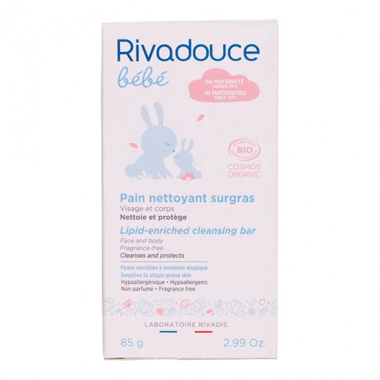 Rivadouce bébé pain nettoyant surgras bio 85g