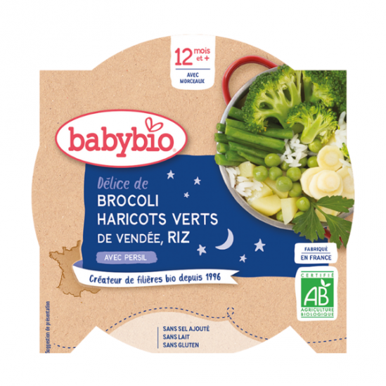 Babybio - Bonne nuit brocoli haricots verts riz avec persil 12 mois et +