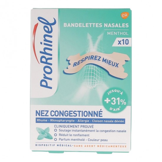Prorhinel Bandelettes nasales menthol x10