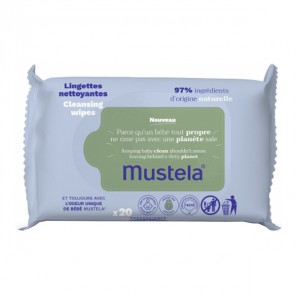 Mustela lingettes nettoyantes à l'avocat bio bébé enfant 20 sachets