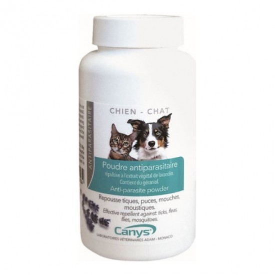 Asepta canys poudre antiparasitaire répulsive chien et chat 150g