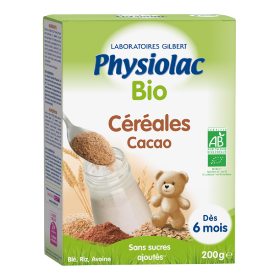 Physiolac Céréales Cacao Bio  Dès 6 mois 200g