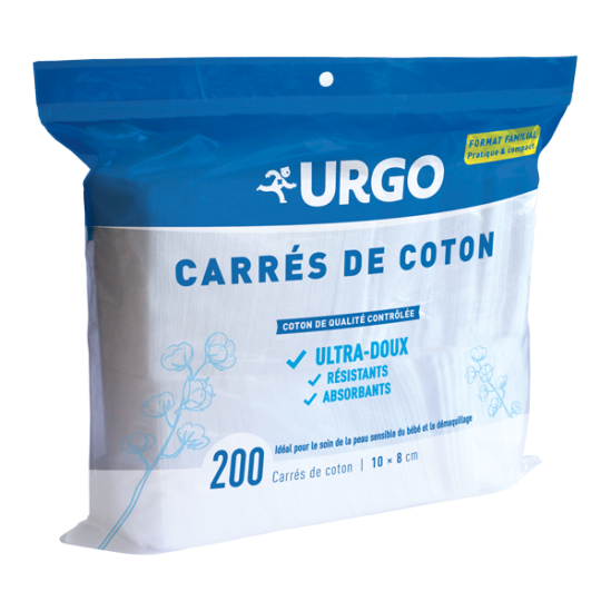 Urgo carrés de coton 200 carrés 10 x 8 cm