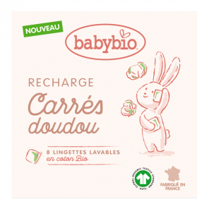 Babybio recharge carrés doudou 8 lingettes lavables en coton bio
